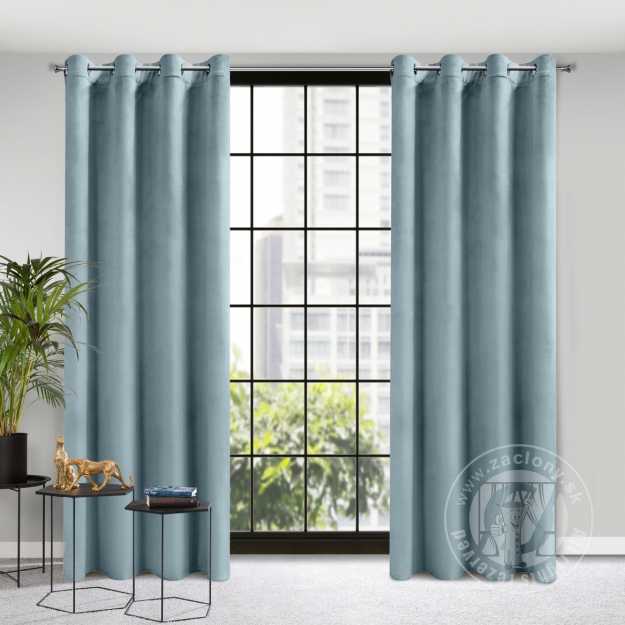 Záves ROSA na krúžkoch svetlomodrý 140x250cm