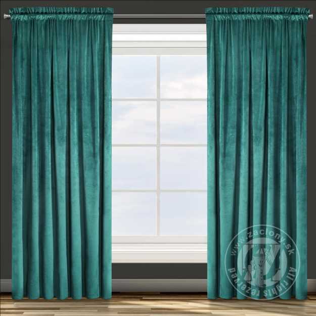Záves ROSA na páske tmavý tyrkysový 135x300cm