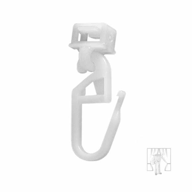 Bežec KLIK s háčikom - biela hliníková koľajnica