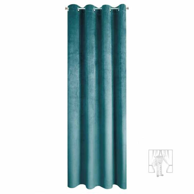 Záves PIERRE na krúžkoch tyrkysový 140x250cm
