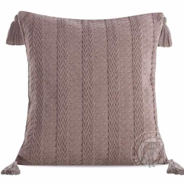 Obliečka na vankúš BOHO so strapcami 45x45cm hnedá