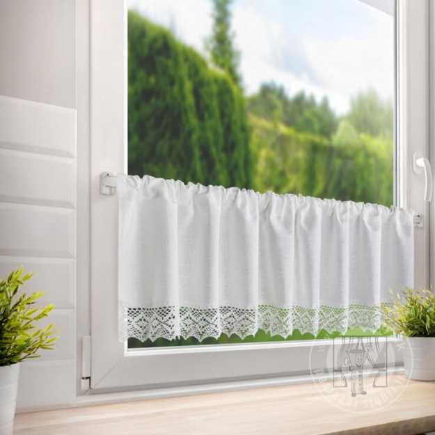 Vitrážová záclona CLARIE s krajkou biela 150x30cm