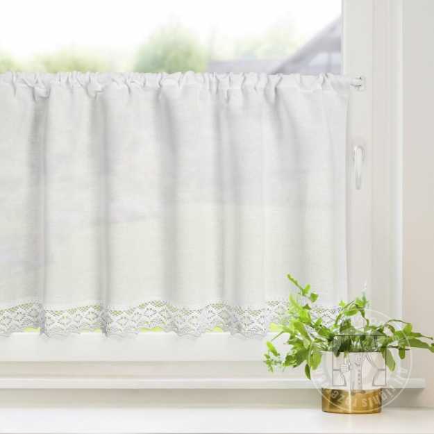 Vitrážová záclona CLARIE s krajkou biela 150x60cm