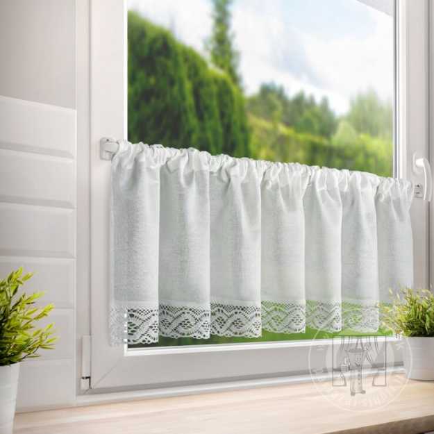 Vitrážová záclona VINCE s krajkou biela 150x40cm