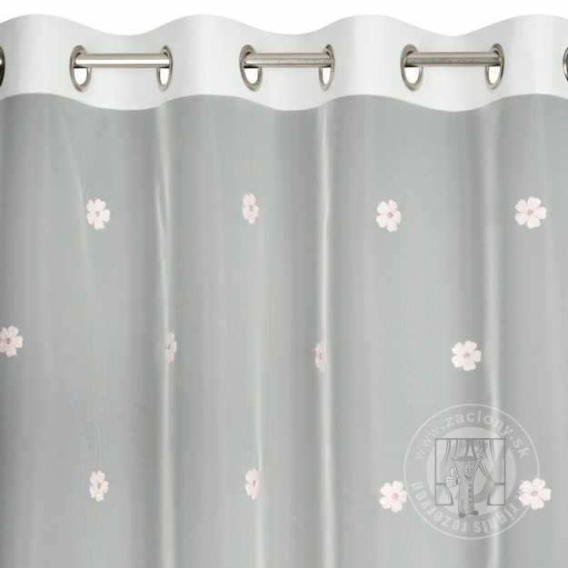 Záclona ELSA na krúžkoch biela/ružová 140x250cm