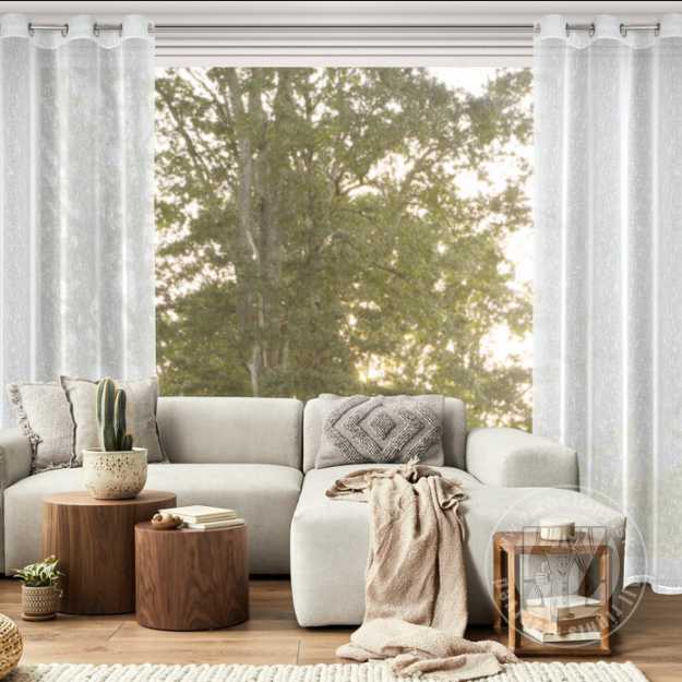 Záclona KELLY na krúžkoch biela so striebornou niťou 140x250cm