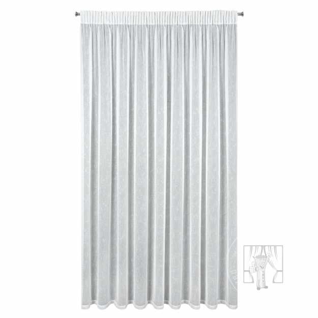 Záclona KELLY na páske biela so striebornou niťou 300x250cm