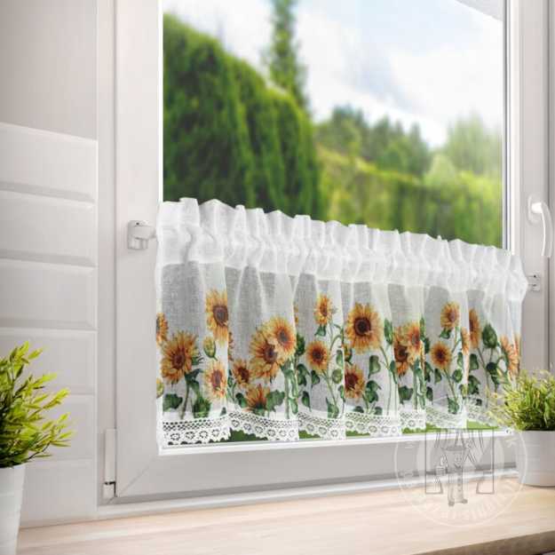 Vitrážová záclona HELIA slnečnicový motív 30x150cm