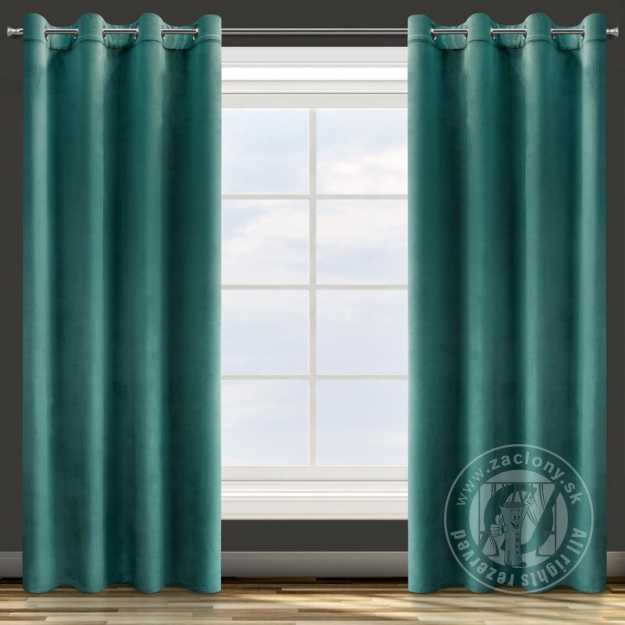 Záves ROSA na krúžkoch tmavý tyrkysový 140x250cm