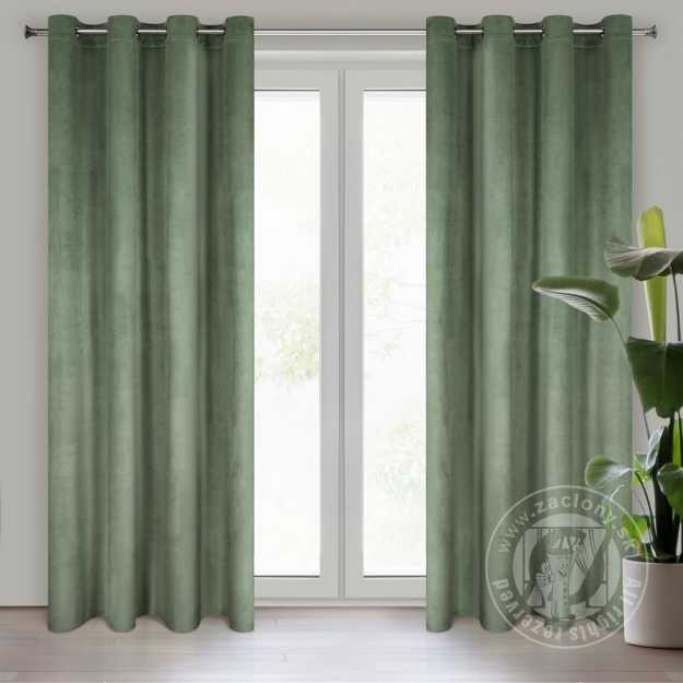 Záves MELANIE na krúžkach tmavý mätový 140x250cm