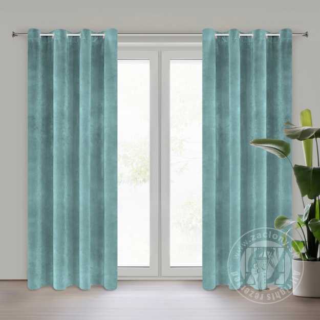 Záves RIA na krúžkoch zelenomodrý 140x250cm