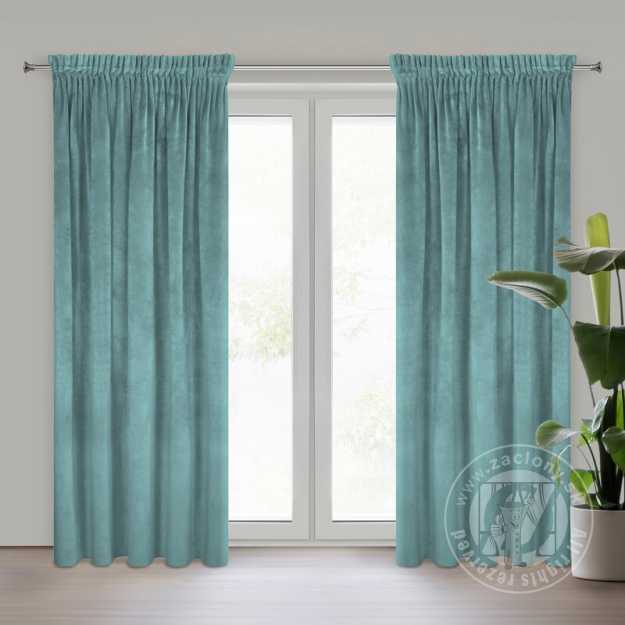 Záves RIA na páske zelenomodrý 140x270cm