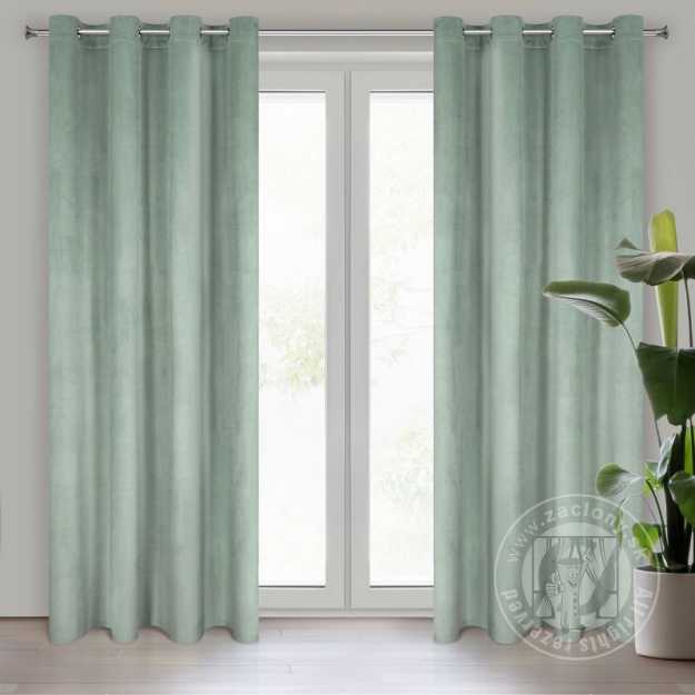 Záves MELANIE na krúžkoch svetlý mätový 140x250cm