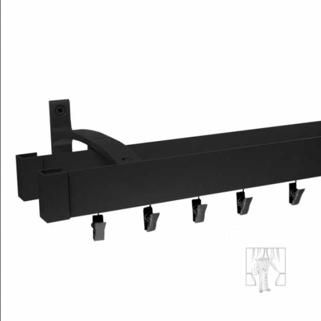 Hliníková garniža LUXOR Čierna so štipcami - Dvojitá