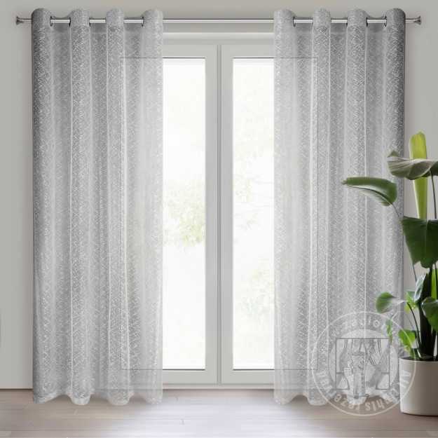 Záclona AMANDA na krúžkoch strieborná 140x250cm
