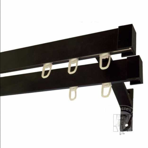 Hliníková garniža LUXOR Čierna s háčikmi - Dvojitá