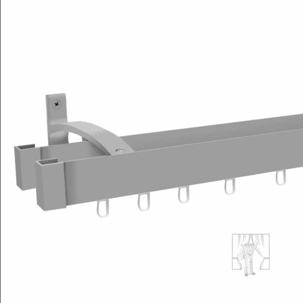 Hliníková garniža LUXOR Inox s háčikmi - Dvojitá
