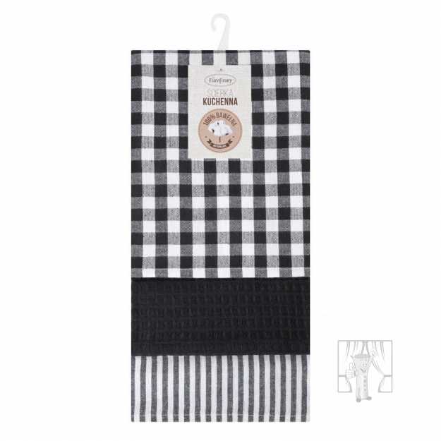 Sada bavlnených kuchynských utierok LUCY 50x70 cm čierne 3ks