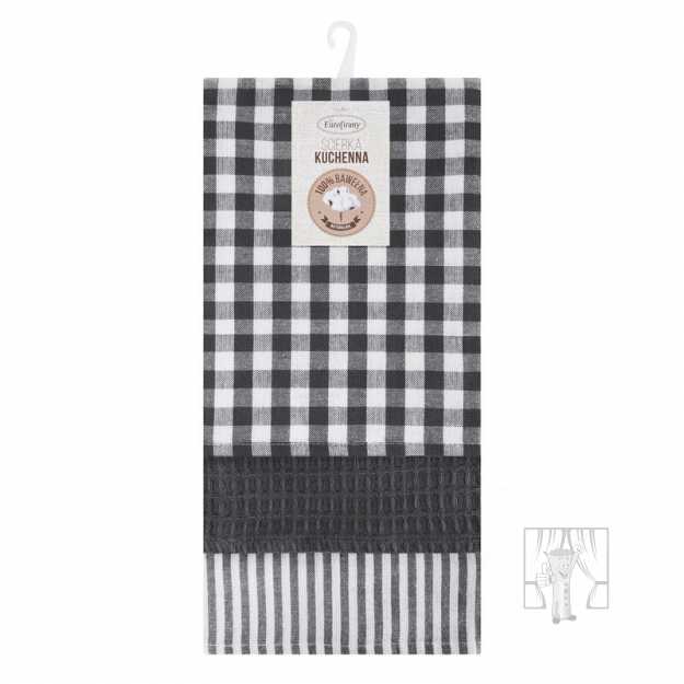 Sada bavlnených kuchynských utierok LUCY 50x70 cm tmavosivé 3ks