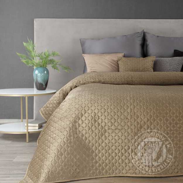 Zamatový prehoz na posteľ DIMON 220x240 cm béžový