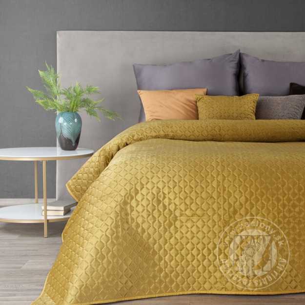 Zamatový prehoz na posteľ DIMON 200x220 cm medový