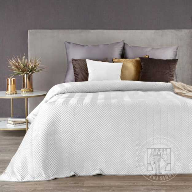 Zamatový prehoz na posteľ SOFIA 230x260 cm biely