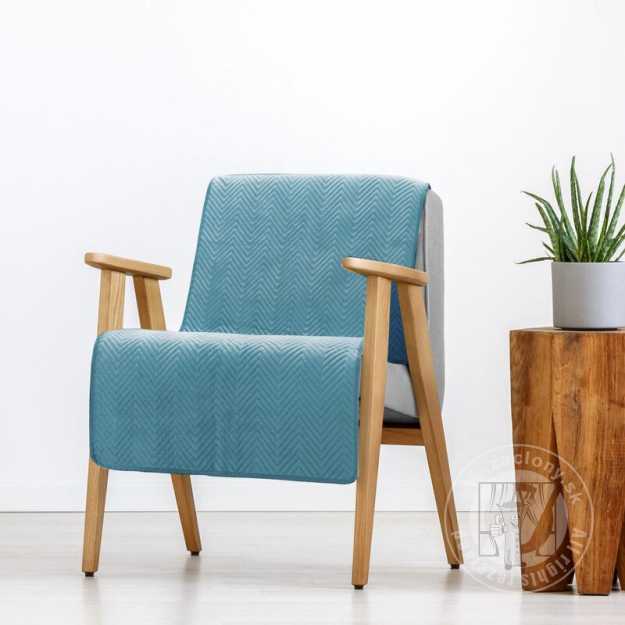 Zamatový prehoz na kreslo SOFIA 70x160 cm svetlomodrý