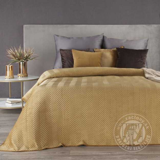 Zamatový prehoz na posteľ SOFIA 200x220 cm medový