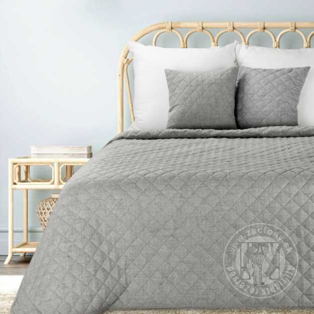 Prehoz na posteľ s ľanovou štruktúrou LEN1 220x240 cm oceľový