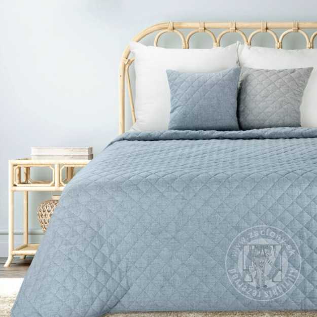 Prehoz na posteľ s ľanovou štruktúrou LEN1 220x240 cm svetlomodrý