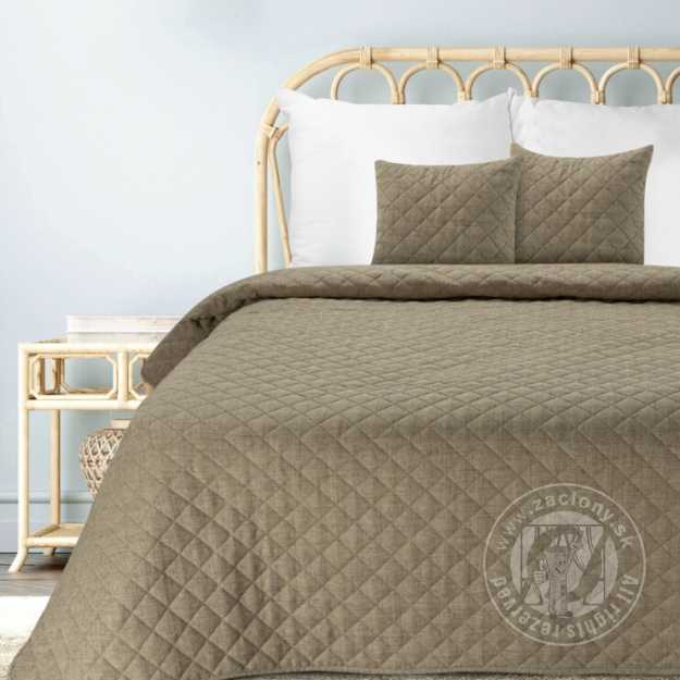 Prehoz na posteľ s ľanovou štruktúrou LEN1 220x240 cm tmavobéžový