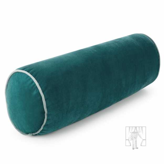 Vankúš valec GAJA5 s lemovaním 15x45 cm tmavý tyrkysový