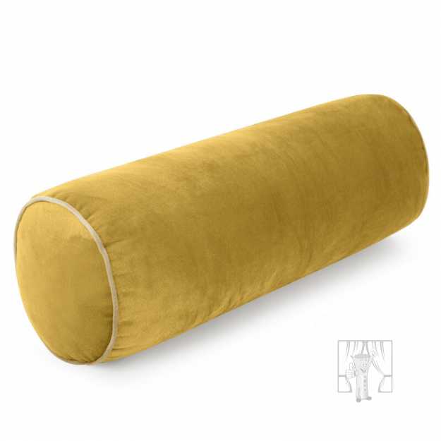 Vankúš valec GAJA5 s lemovaním 15x45 cm horčicový