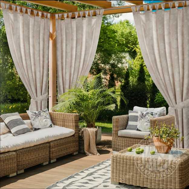 Záves na terasu GARDEN15 na pútkach 155x240 cm púdrový