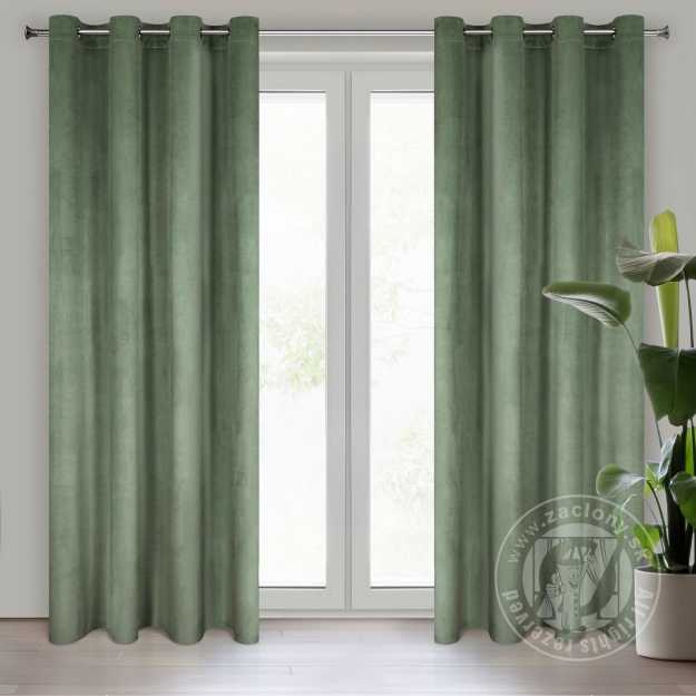 Záves ROSA na krúžkoch tmavý mätový 140x250 cm