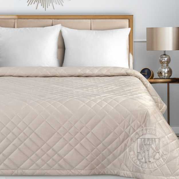 Zamatový prehoz na posteľ RIA6 170x210 cm krémový
