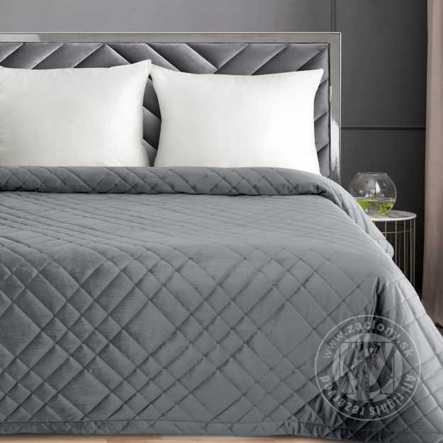 Zamatový prehoz na posteľ RIA6 170x210 cm oceľový