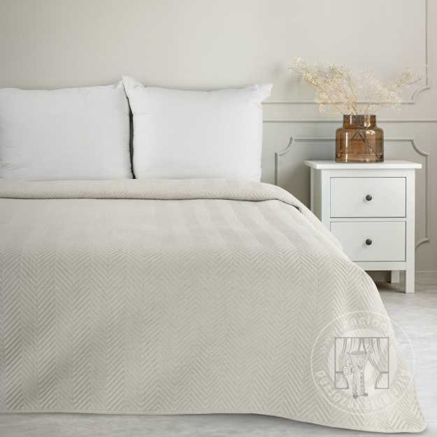 Prehoz na posteľ s ľanovou štruktúrou LEN3 220x240 cm krémový