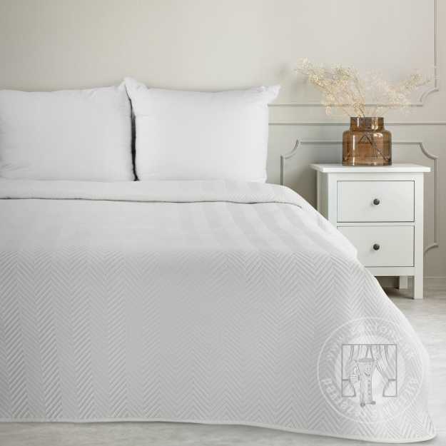 Prehoz na posteľ s ľanovou štruktúrou LEN3 200x220 cm biely