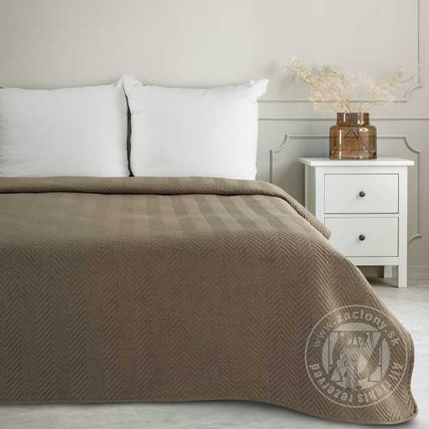 Prehoz na posteľ s ľanovou štruktúrou LEN3 200x220 cm tmavobéžový