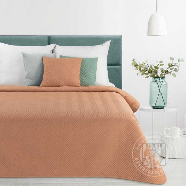 Prehoz na posteľ s ľanovou štruktúrou LEN3 200x220 cm tehlový