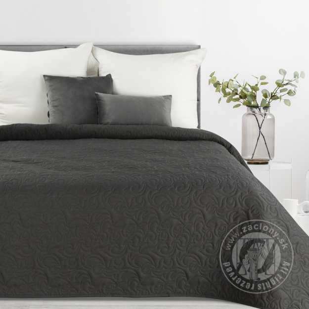 Prehoz na posteľ s ľanovou štruktúrou LEN4 170x210 cm grafitový