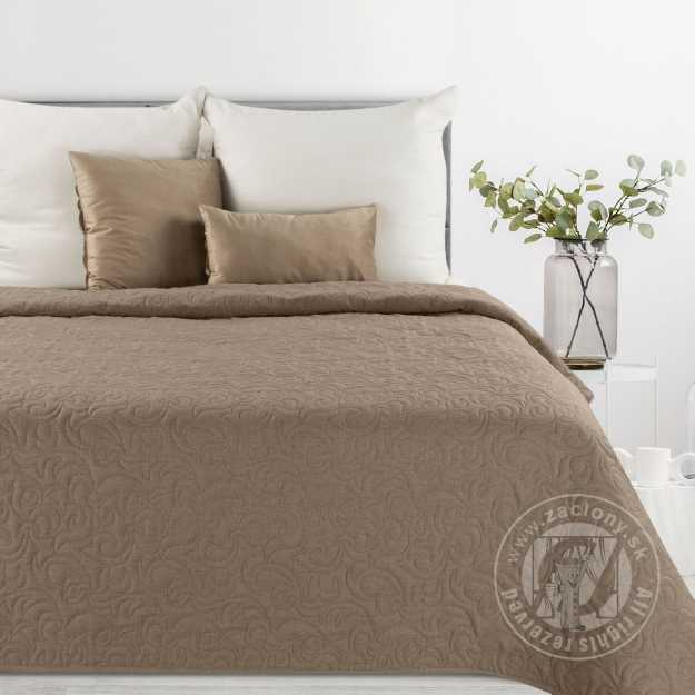 Prehoz na posteľ s ľanovou štruktúrou LEN4 200x220 cm hnedý