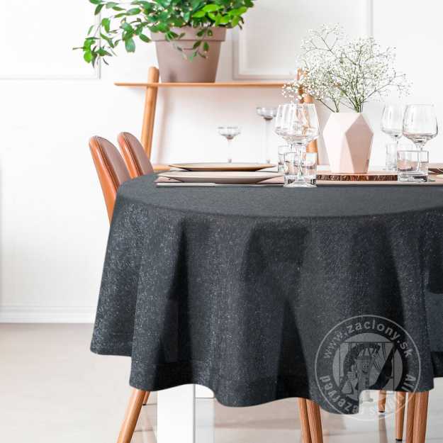 Okrúhly obrus STELLA1 180cm čierny so striebornou niťou