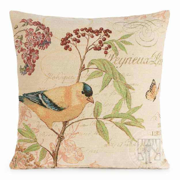Gobelínová obliečka na vankúš 45x45cm s vtáčikom