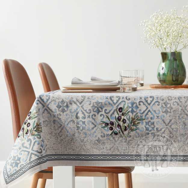 Gobelínový obrus 140x180cm krémový/modrý