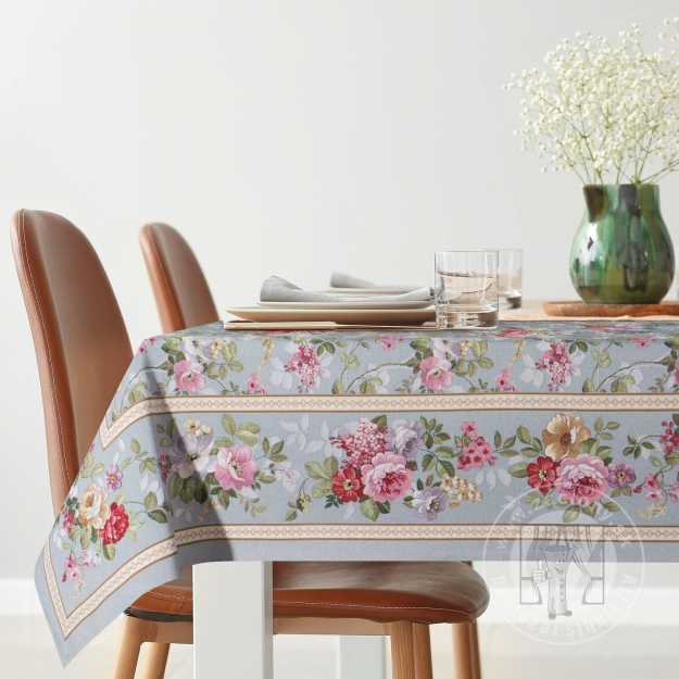 Gobelínový obrus 140x180cm sivý/kvetinový