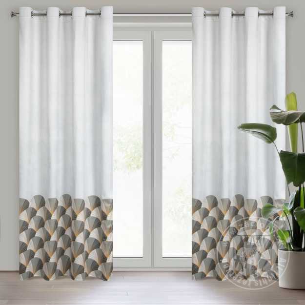 Záves GINA na krúžkoch 140x250 cm biely/sivý