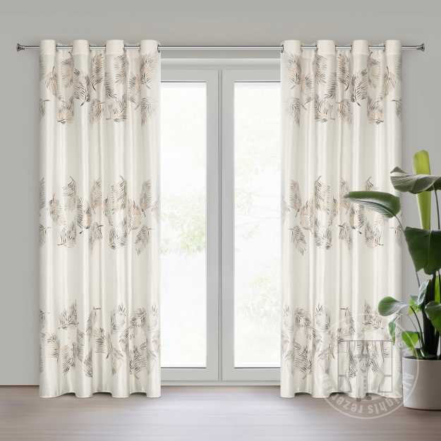 Záves IDALIA na krúžkoch 140x250 cm krémový/zlatý