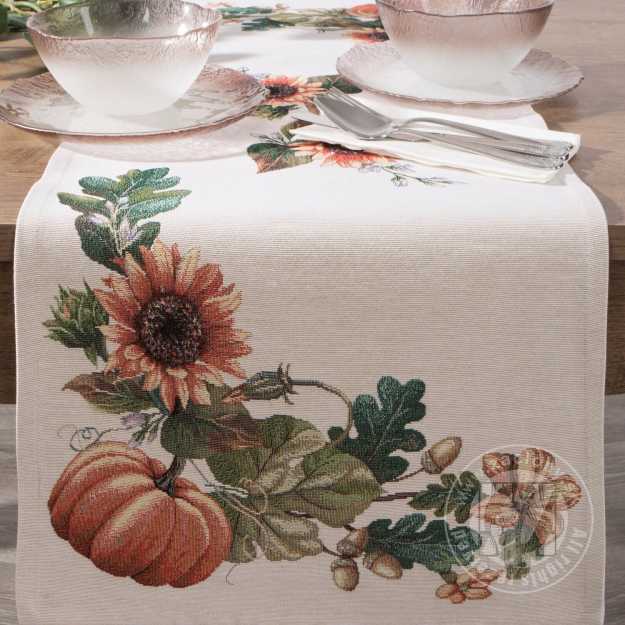 Gobelínový obrus 45x140cm s tekvicami a slnečnicami